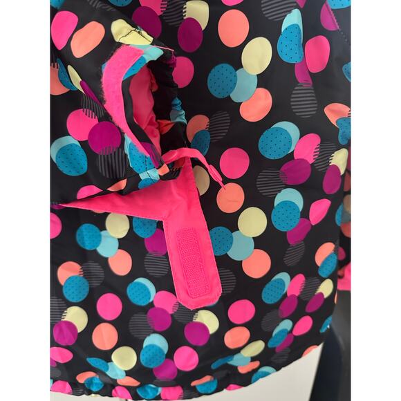 Children's Place 1989 Polka Dot Puffy Jacket Girls Small 5/6 Mitten Straps - Picture 5 of 6